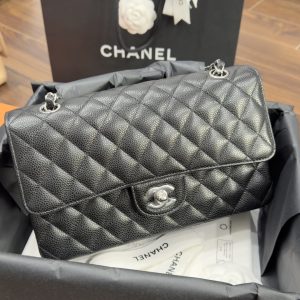 Túi Xách Chanel Classic Nữ Màu Đen Khoá Bạc Siêu Cấp 25cm (2)