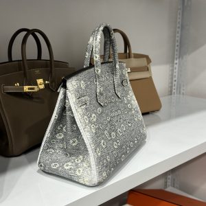 Túi Xách Hermes Birkin Nữ Da Thằn Lằn Khoá Vàng 25cm (2)