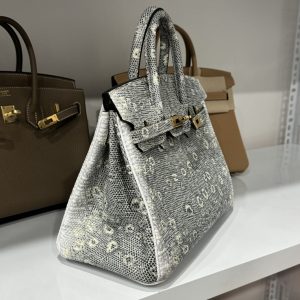 Túi Xách Hermes Birkin Nữ Da Thằn Lằn Khoá Vàng 25cm (2)
