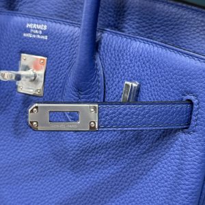 Túi Xách Hermes Birkin PHW Togo Like Auth Nữ Màu Xanh Đậm Khoá Bạc 25cm (2)