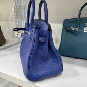 Túi Xách Hermes Birkin PHW Togo Like Auth Nữ Màu Xanh Đậm Khoá Bạc 25cm (2)