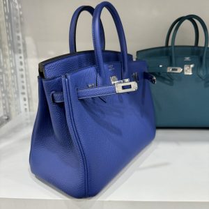 Túi Xách Hermes Birkin PHW Togo Like Auth Nữ Màu Xanh Đậm Khoá Bạc 25cm (2)
