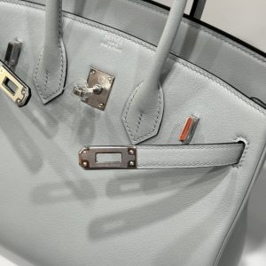 Túi Xách Hermes Birkin PHW Togo Nữ Màu Xám Khoá Bạc Siêu Cấp 25cm (2)