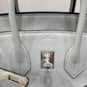 Túi Xách Hermes Birkin PHW Togo Nữ Màu Xám Khoá Bạc Siêu Cấp 25cm (2)