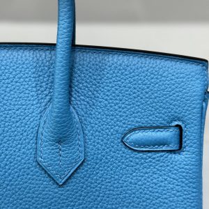 Túi Xách Hermes Birkin PHW Togo Nữ Màu Xanh Dương Like Auth 25cm (2)