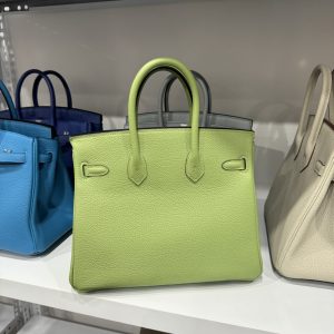 Túi Xách Hermes Birkin PHW Togo Nữ Màu Xanh Lá Cây Khoá Bạc 25cm (2)