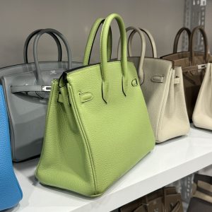 Túi Xách Hermes Birkin PHW Togo Nữ Màu Xanh Lá Cây Khoá Bạc 25cm (2)