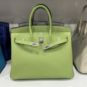 Túi Xách Hermes Birkin PHW Togo Nữ Màu Xanh Lá Cây Khoá Bạc 25cm (2)