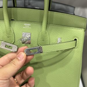 Túi Xách Hermes Birkin PHW Togo Nữ Màu Xanh Lá Cây Khoá Bạc 25cm (2)