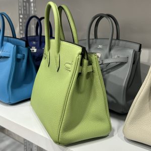 Túi Xách Hermes Birkin PHW Togo Nữ Màu Xanh Lá Cây Khoá Bạc 25cm (2)