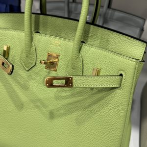 Túi Xách Hermes Birkin PHW Togo Nữ Màu Xanh Lá Cây Khoá Vàng Siêu Cấp 25cm (2)
