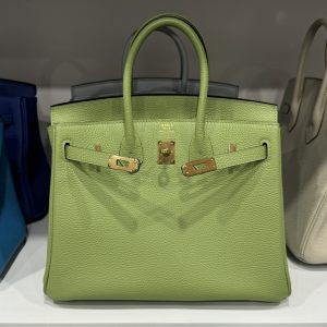 Túi Xách Hermes Birkin PHW Togo Nữ Màu Xanh Lá Cây Khoá Vàng Siêu Cấp 25cm (2)