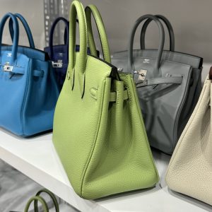 Túi Xách Hermes Birkin PHW Togo Nữ Màu Xanh Lá Cây Khoá Vàng Siêu Cấp 25cm (2)
