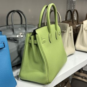 Túi Xách Hermes Birkin PHW Togo Nữ Màu Xanh Lá Cây Khoá Vàng Siêu Cấp 25cm (2)
