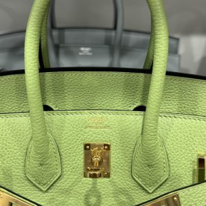 Túi Xách Hermes Birkin PHW Togo Nữ Màu Xanh Lá Cây Khoá Vàng Siêu Cấp 25cm (2)