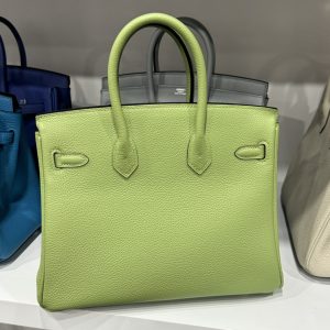 Túi Xách Hermes Birkin PHW Togo Nữ Màu Xanh Lá Cây Khoá Vàng Siêu Cấp 25cm (2)