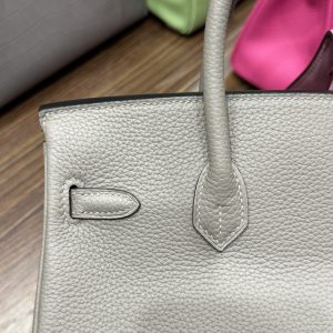 Túi Xách Hermes Birkin PHW Togo Replica Replica 11 Màu Xám Khoá Vàng 25cm (2)