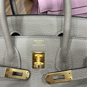 Túi Xách Hermes Birkin PHW Togo Replica Replica 11 Màu Xám Khoá Vàng 25cm (2)