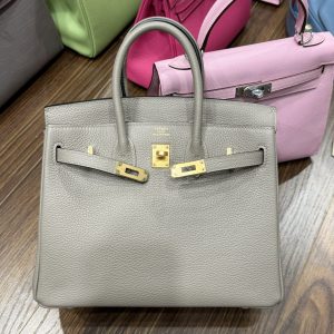 Túi Xách Hermes Birkin PHW Togo Replica Replica 11 Màu Xám Khoá Vàng 25cm (2)