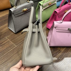 Túi Xách Hermes Birkin PHW Togo Replica Replica 11 Màu Xám Khoá Vàng 25cm (2)