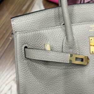 Túi Xách Hermes Birkin PHW Togo Replica Replica 11 Màu Xám Khoá Vàng 25cm (2)