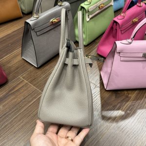Túi Xách Hermes Birkin PHW Togo Replica Replica 11 Màu Xám Khoá Vàng 25cm (2)