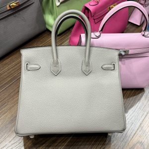 Túi Xách Hermes Birkin PHW Togo Replica Replica 11 Màu Xám Khoá Vàng 25cm (2)