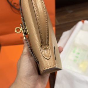 Túi Xách Hermes Kelly Mini Nữ Màu Nâu Khoá Vàng Like Auth 20cm (2)