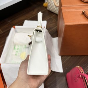 Túi Xách Hermes Kelly Mini Nữ Siêu Cấp Màu Trắng Khoá Vàng 20cm (2)