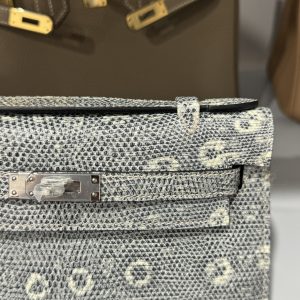 Túi Xách Hermes Kelly Nữ Da Thằn Lằn Khoá Bạc Siêu Cấp 22x7x3cm (2)