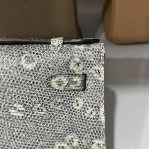 Túi Xách Hermes Kelly Nữ Da Thằn Lằn Khoá Bạc Siêu Cấp 22x7x3cm (2)