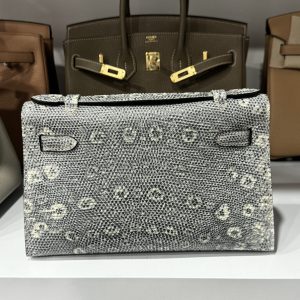 Túi Xách Hermes Kelly Nữ Da Thằn Lằn Khoá Vàng Siêu Cấp 22x7x3cm (2)