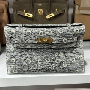 Túi Xách Hermes Kelly Nữ Da Thằn Lằn Khoá Vàng Siêu Cấp 22x7x3cm (2)