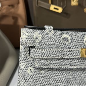 Túi Xách Hermes Kelly Nữ Da Thằn Lằn Khoá Vàng Siêu Cấp 22x7x3cm (2)
