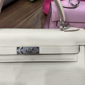 Túi Xách Hermes Kelly Nữ Màu Trắng Khoá Bạc Siêu Cấp Size 25cm (2)