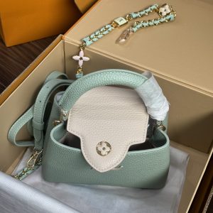Túi Xách Louis Vuitton LV Capucines Mini Like Auth Nữ Màu Xanh Lá Cây 21x14x8cm (2)