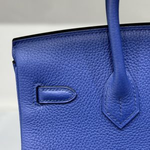 Túi Xách Nữ Hermes Birkin PHW Togo Màu Xanh Đậm Khoá Vàng Siêu Cấp 25cm (2)