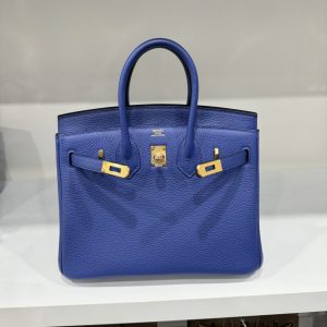 Túi Xách Nữ Hermes Birkin PHW Togo Màu Xanh Đậm Khoá Vàng Siêu Cấp 25cm (2)