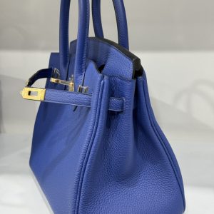 Túi Xách Nữ Hermes Birkin PHW Togo Màu Xanh Đậm Khoá Vàng Siêu Cấp 25cm (2)