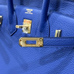 Túi Xách Nữ Hermes Birkin PHW Togo Màu Xanh Đậm Khoá Vàng Siêu Cấp 25cm (2)