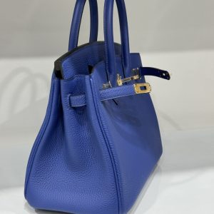 Túi Xách Nữ Hermes Birkin PHW Togo Màu Xanh Đậm Khoá Vàng Siêu Cấp 25cm (2)