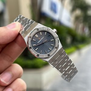 Đồng Hồ Audemars Piguet Royal Oak Rep 11 Mặt Xanh Dây Thép Nữ 34mm (1)