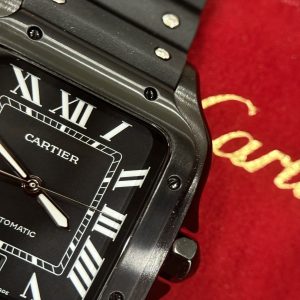 Đồng Hồ Cartier Chế Tác Santos WSSA0039 Màu Đen Dây Cao Su Nhà Máy BV 39 (2)