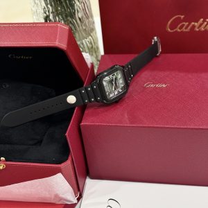 Đồng Hồ Cartier Chế Tác Santos WSSA0039 Màu Đen Dây Cao Su Nhà Máy BV 39 (2)