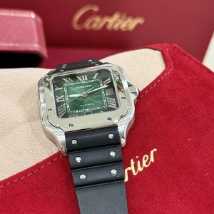 Đồng Hồ Cartier Rep 11 Santos WSSA0061 Mặt Xanh Green Dây Cao Su BVF 39 (1)