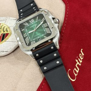 Đồng Hồ Cartier Rep 11 Santos WSSA0061 Mặt Xanh Green Dây Cao Su BVF 39 (1)