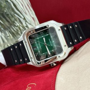 Đồng Hồ Cartier Rep 11 Santos WSSA0061 Mặt Xanh Green Dây Cao Su BVF 39 (1)