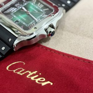 Đồng Hồ Cartier Rep 11 Santos WSSA0061 Mặt Xanh Green Dây Cao Su BVF 39 (1)