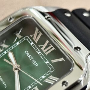 Đồng Hồ Cartier Rep 11 Santos WSSA0061 Mặt Xanh Green Dây Cao Su BVF 39 (1)