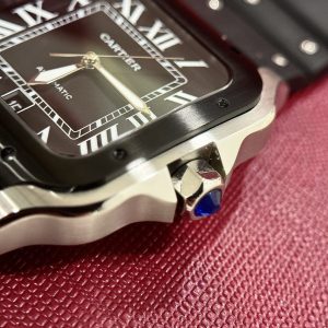 Đồng Hồ Cartier Replica 11 Santos Nam Mặt Đen Cọc Số La Mã 39 (2)
